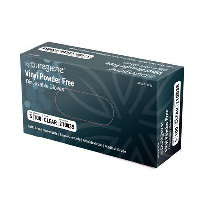 Abco Puregiene® Powder Free Clear Vinyl Gloves Small, Medium, Large Box 100