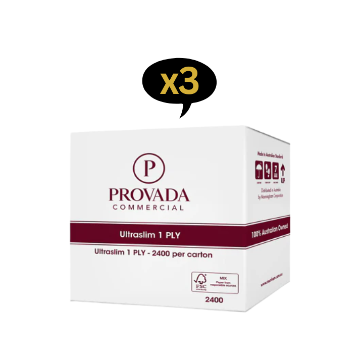 PROVADA Commercial Ultraslim 1 PLY- 2400 Sheets - Cleaning Supplies