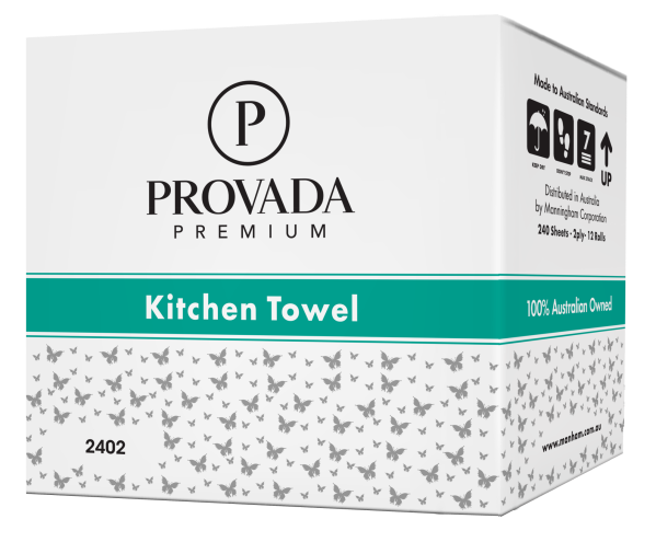 Provada Premium Kitchen Towels 2ply 240 sheets x 12 rolls