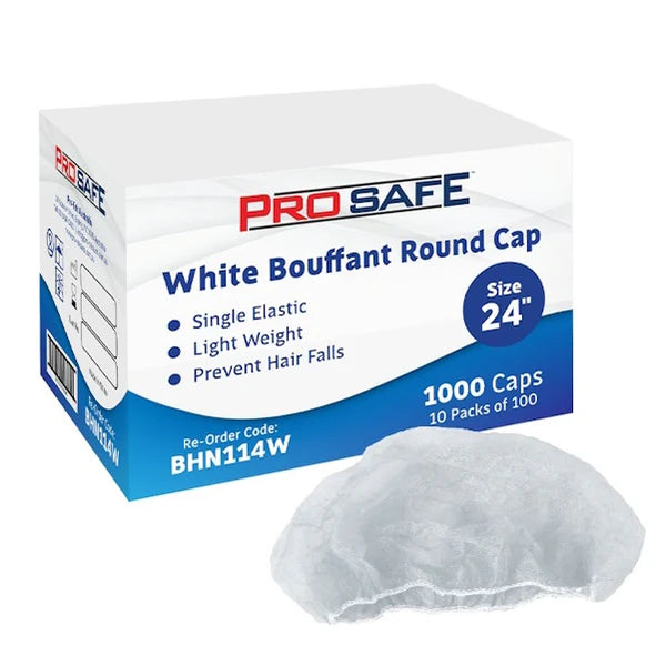 ProSafe Mob Round Cap Hair Net 21 or 24 Inches 1000 Caps