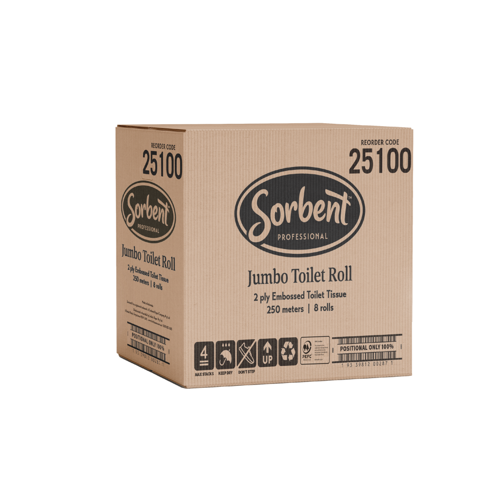 Sorbent Jumbo Roll Toilet Tissue 2ply 250m