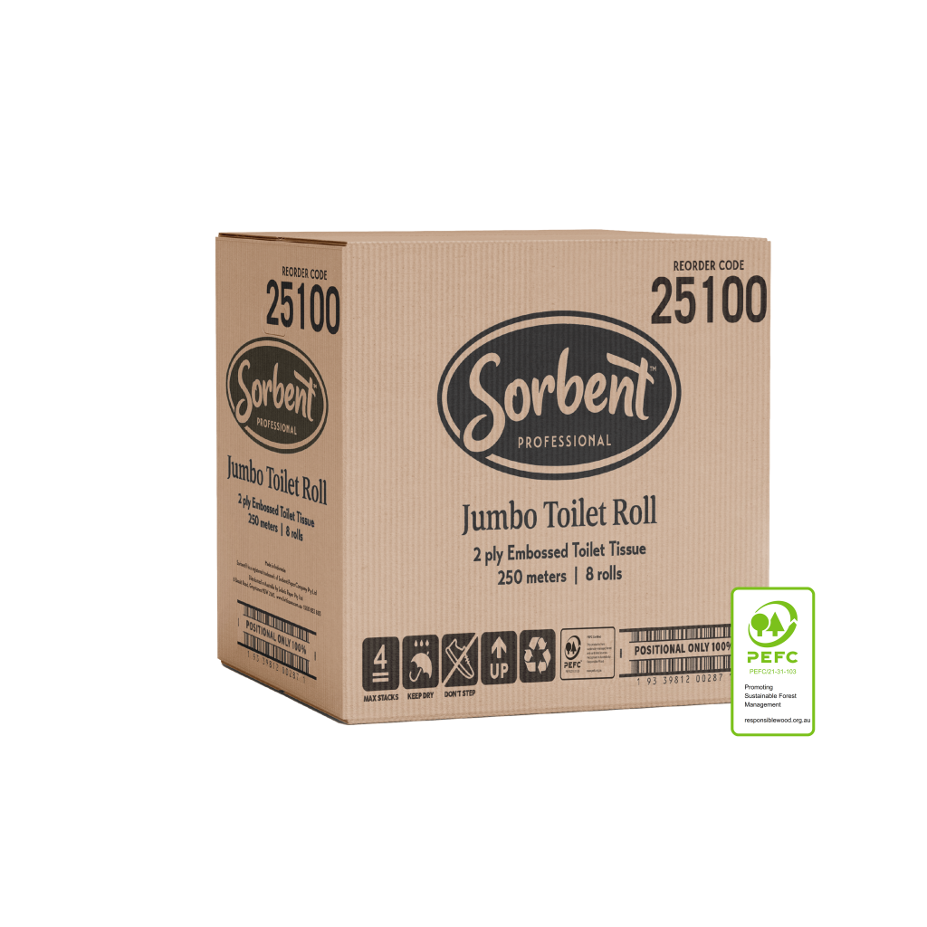 Sorbent Jumbo Roll Toilet Tissue 2ply 250m