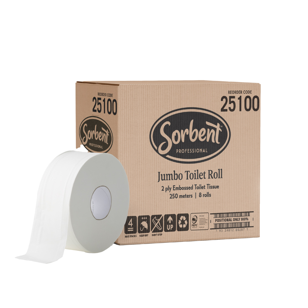 Sorbent Jumbo Roll Toilet Tissue 2ply 250m
