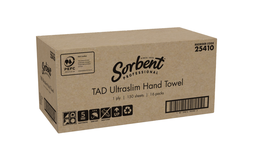 Sorbent Ultraslim TAD Towel 1ply 150 sheets