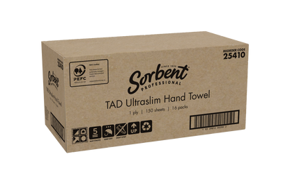 Sorbent Ultraslim TAD Towel 1ply 150 sheets