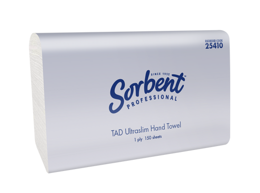 Sorbent Ultraslim TAD Towel 1ply 150 sheets
