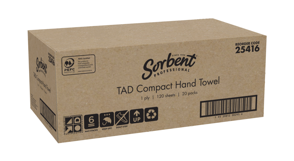 Sorbent Compact TAD Hand Towel 1ply 120 sheets