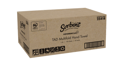 Sorbent Performance Plus – Multifold TAD Hand Towel 1ply 150 sheets