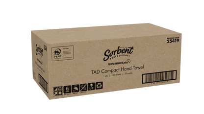 Sorbent Performance Plus – Compact TAD Hand Towel 1ply 120 sheets