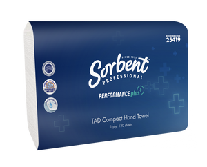 Sorbent Performance Plus – Compact TAD Hand Towel 1ply 120 sheets