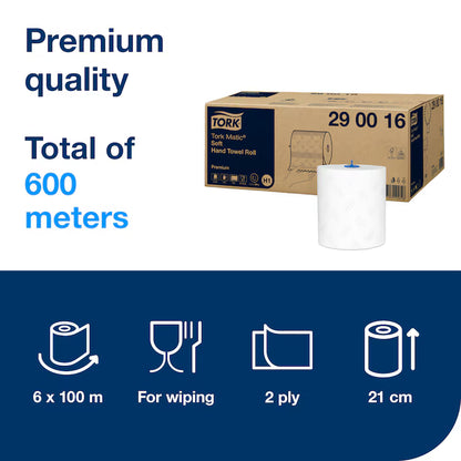 Tork Matic® Soft Paper Hand Towels White with Blue Leaf H1 6 Roll Box