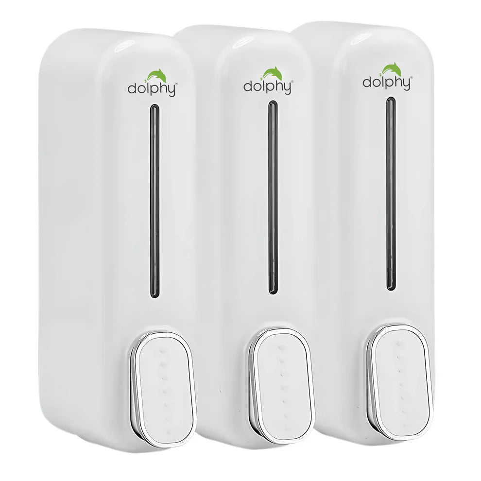Dolphy Manual Soap Dispenser 300ml (Pack of 3) - White/Black