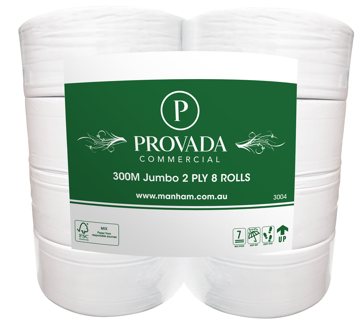 Provada Commercial Jumbo Toilet Rolls 2ply 300m