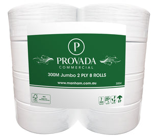Provada Commercial Jumbo Toilet Rolls 2ply 300m