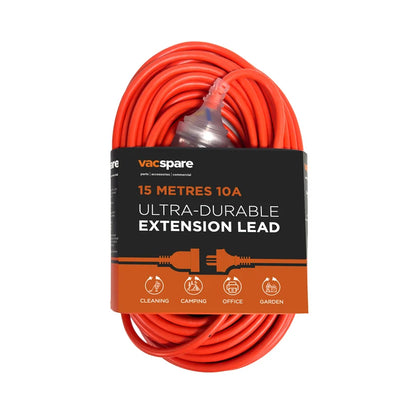 Vacspare 15m 3 Core 10A Orange Extension Cord