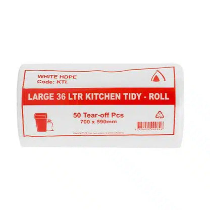 Tailored Packaging 36L Large Kitchen Tidy Bag Roll 8um Black & White