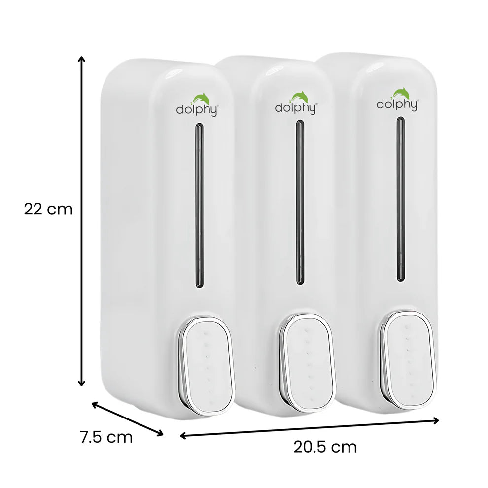 Dolphy Manual Soap Dispenser 300ml (Pack of 3) - White/Black