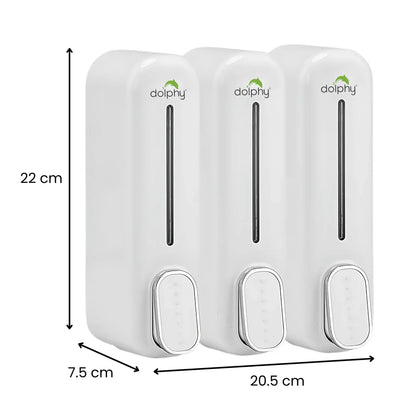 Dolphy Manual Soap Dispenser 300ml (Pack of 3) - White/Black