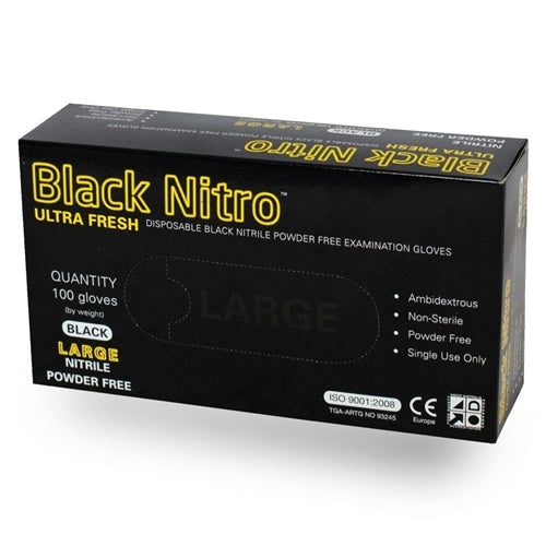 ULTRA FRESH Black Nitro Nitrile Disposable Gloves