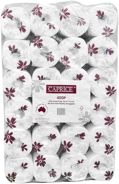 Caprice 400P 2ply 400 sheets Toilet Rolls 48 Pack