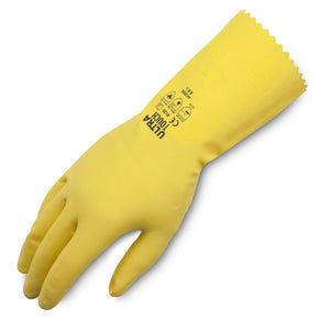 ULTRA TOUCH Yellow Flock Lined Rubber Gloves Size 9