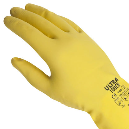 ULTRA TOUCH Yellow Flock Lined Rubber Gloves