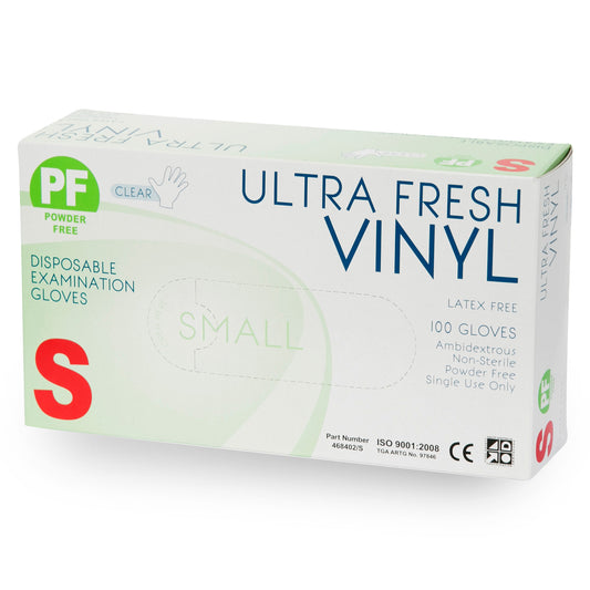 Ultra Fresh Clear Vinyl Disposable Examination Gloves Premium Weight