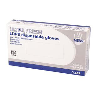 Ultra Fresh Disposable LDPE Gloves Clear Ladies Powder Free