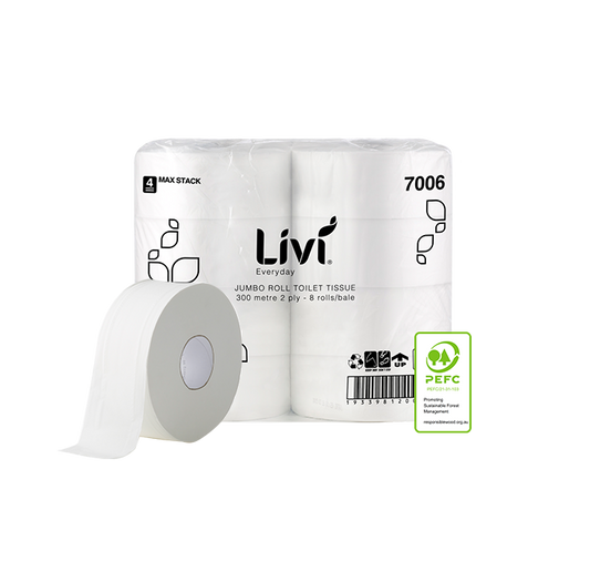 Livi Everyday Jumbo Toilet Tissue 2 Ply 300m Bale