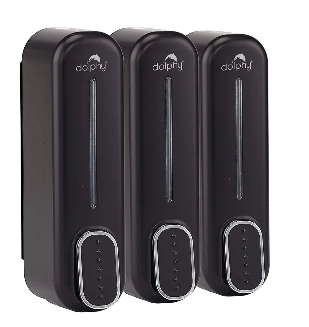 Dolphy Manual Soap Dispenser 300ml (Pack of 3) - White/Black