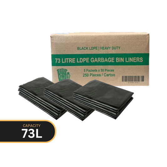 73L LDPE Garbage Black Bin Liners