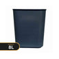 A dark navy blue rectangular trash can or waste bin with a matte finish, shown on a white background with a black and gold 'CAPACITY 8L' label overlay in the bottom left corner.