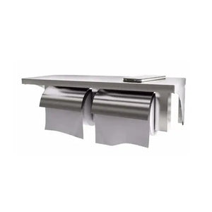 Dolphy Stainless Steel Twin Toilet Roll Holder with Shelf