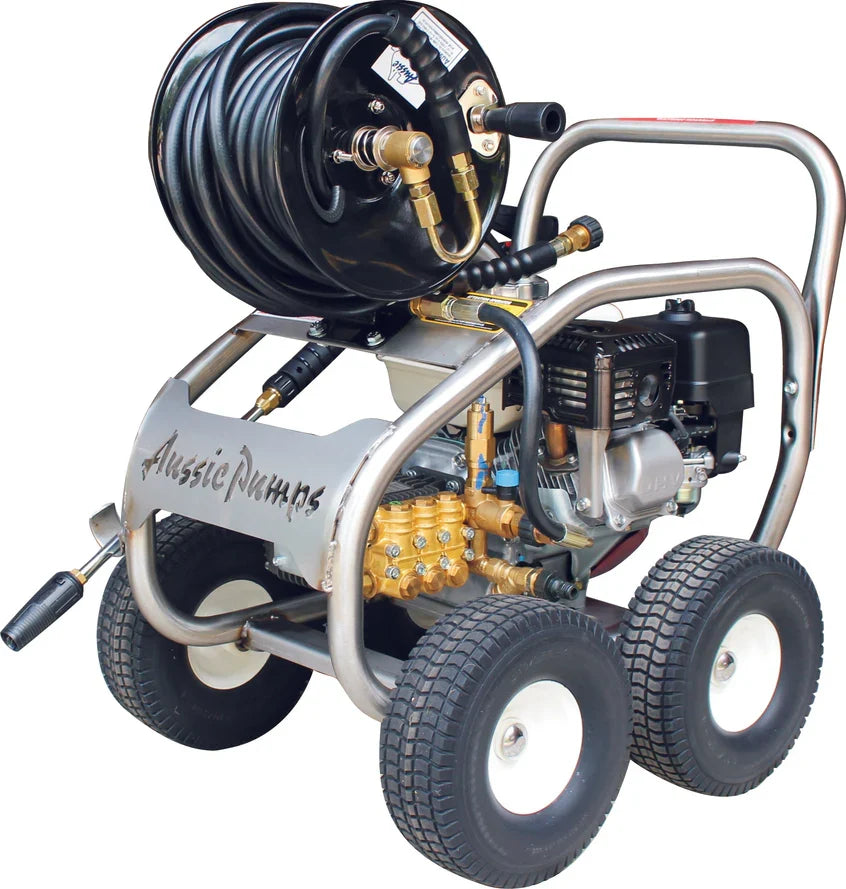 Aussie Pumps Aussie Scud Pressure Washer 3,000 PSI HONDA BLASTER AB30 with Hose Reel 15m Hose ABSS30/GX200HR