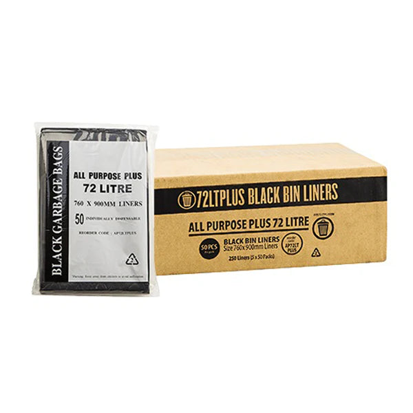 All Purpose 72Lt Black Bin Liners