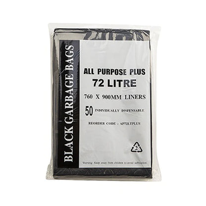 All Purpose 72Lt Black Bin Liners