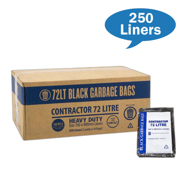 Contractor 72Lt Black Bin Liners