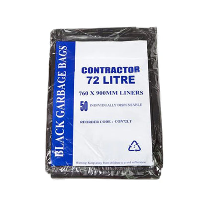 Contractor 72Lt Black Bin Liners