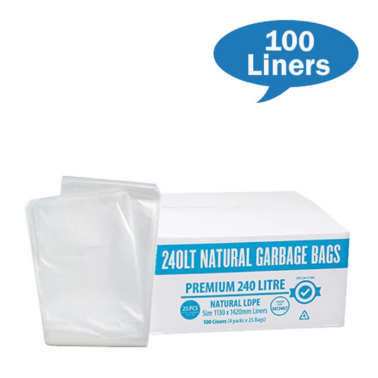 Premium Clear 240Lt Rubbish Bin Liners