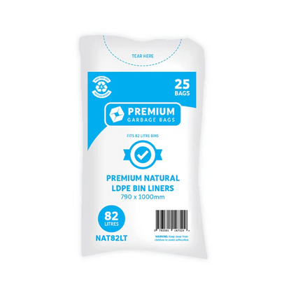 Premium Clear 82Lt Rubbish Bin Liners