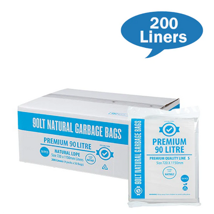 Premium Clear 90Lt Rubbish Bin Liners