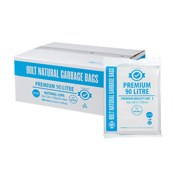 Premium Clear 90Lt Rubbish Bin Liners