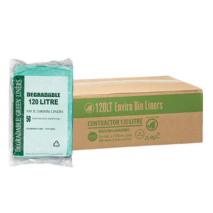 Contractor Degradeable 120Lt Green Bin Liners