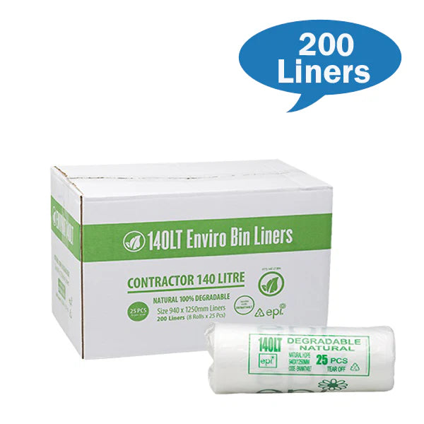 Contractor 140Lt EHD Enviro Natural Bin Liners Roll