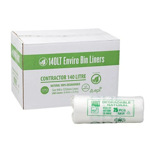 Contractor 140Lt EHD Enviro Natural Bin Liners Roll