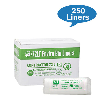 Contractor 72Lt EHD Enviro Natural Bin Liners Roll