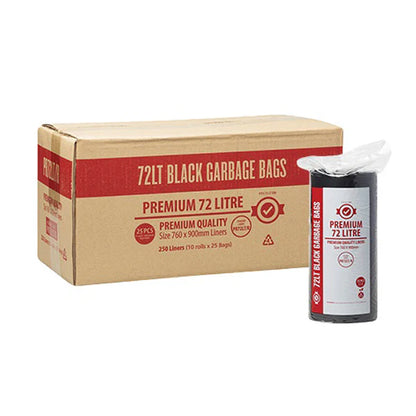 Premium Heavy Duty 72Lt Black Bin Liners in a Roll