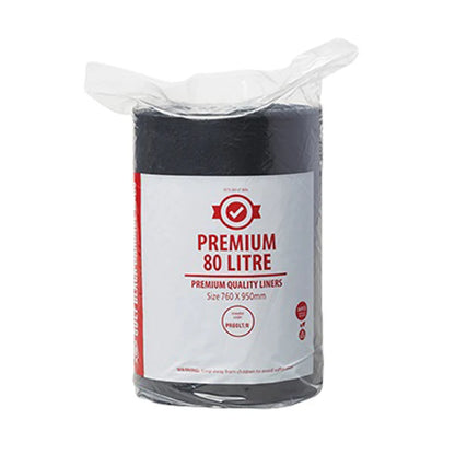 Premium Heavy Duty 80Lt Black Bin Liners in a Roll