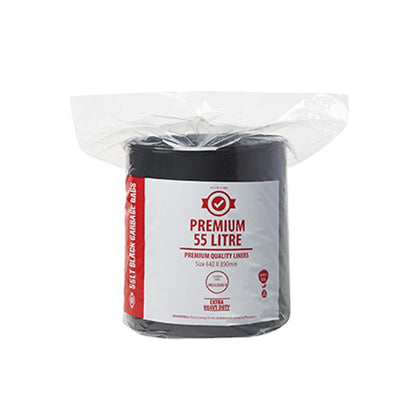 Premium Extra Heavy Duty 55Lt Black Bin Liners in a Roll