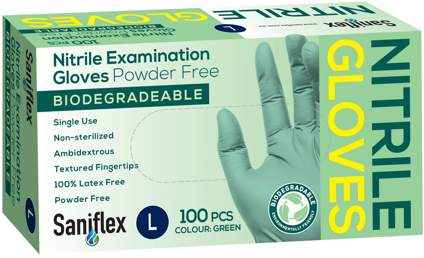 Saniflex Green Biodegradable Nitrile Gloves